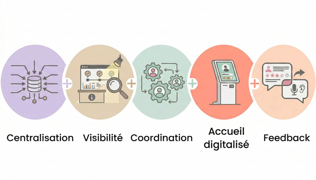 Centralisation, visibilité, coordination, accueil digital et feedback