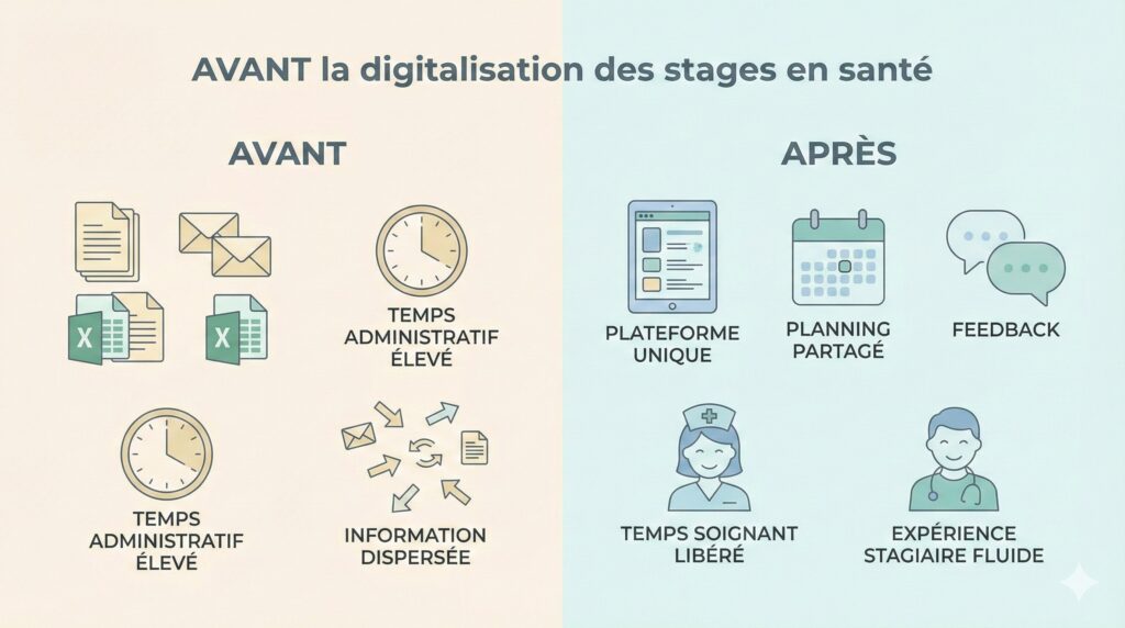 digitalisation des stages en santé avant et après en hôpital